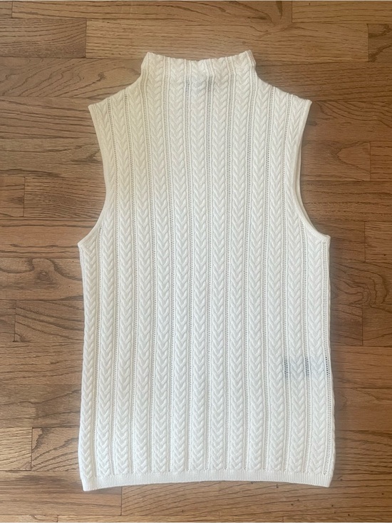 rag & bone Tops - rag & bone Christina Cable-Knit Mock Neck Sleeveless Tank in Cream